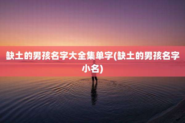 缺土的男孩名字大全集单字(缺土的男孩名字小名)