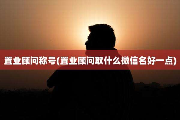 置业顾问称号(置业顾问取什么微信名好一点)