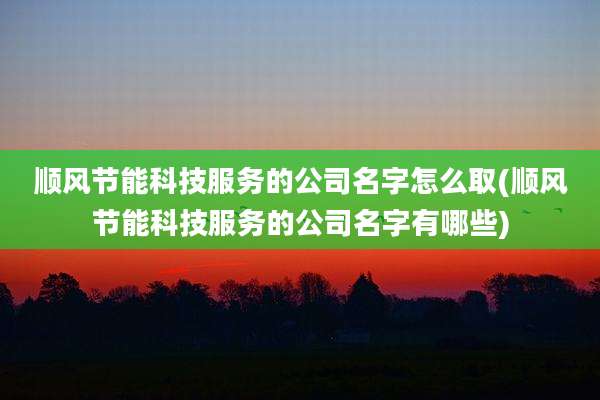 顺风节能科技服务的公司名字怎么取(顺风节能科技服务的公司名字有哪些)