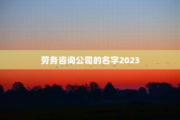 劳务咨询公司的名字2023