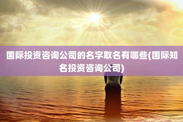 国际投资咨询公司的名字取名有哪些(国际知名投资咨询公司)