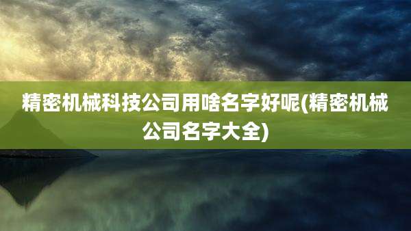 精密机械科技公司用啥名字好呢(精密机械公司名字大全)