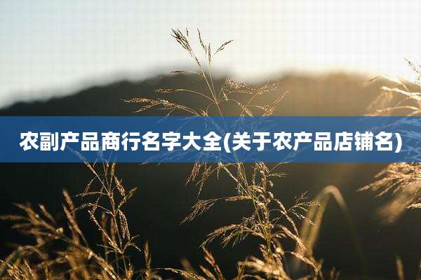 农副产品商行名字大全(关于农产品店铺名)