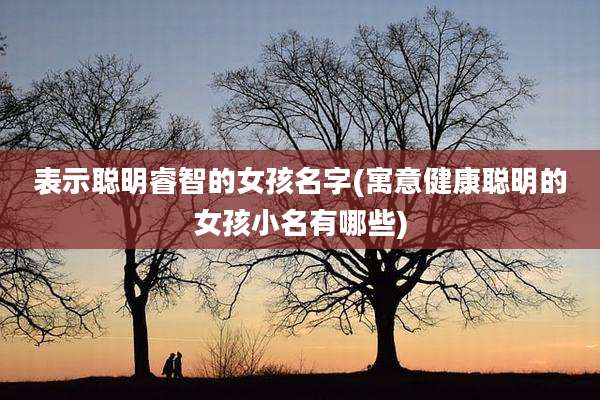 表示聪明睿智的女孩名字(寓意健康聪明的女孩小名有哪些)