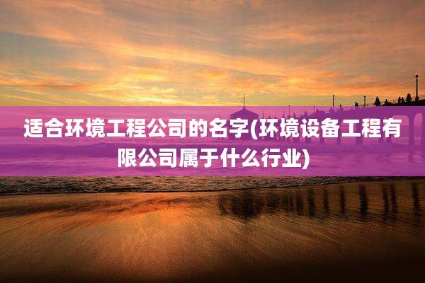 适合环境工程公司的名字(环境设备工程有限公司属于什么行业)