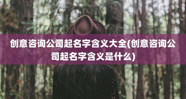创意咨询公司起名字含义大全(创意咨询公司起名字含义是什么)