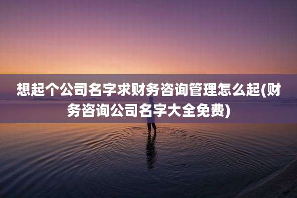 想起个公司名字求财务咨询管理怎么起(财务咨询公司名字大全免费)