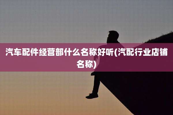 汽车配件经营部什么名称好听(汽配行业店铺名称)