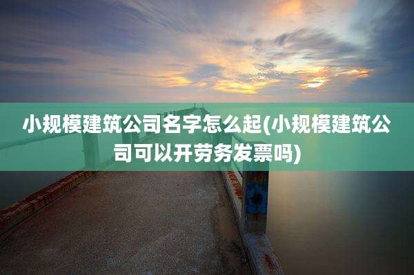 小规模建筑公司名字怎么起(小规模建筑公司可以开劳务发票吗)