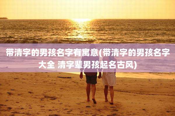带清字的男孩名字有寓意(带清字的男孩名字大全 清字辈男孩起名古风)