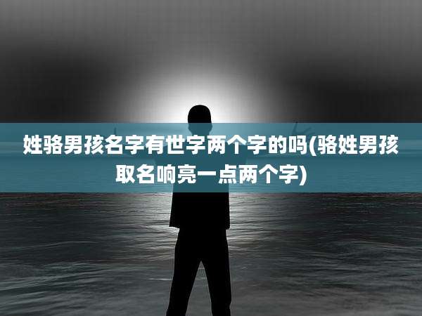 姓骆男孩名字有世字两个字的吗(骆姓男孩取名响亮一点两个字)