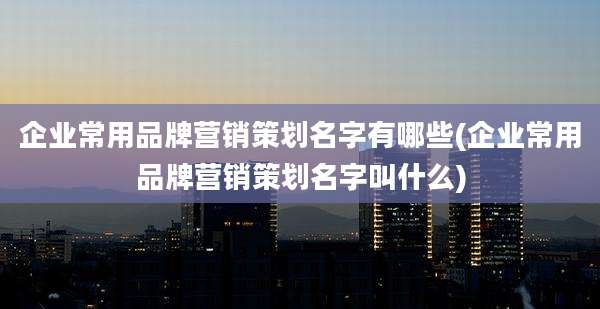 企业常用品牌营销策划名字有哪些(企业常用品牌营销策划名字叫什么)