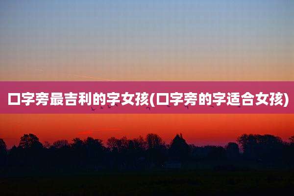 口字旁最吉利的字女孩(口字旁的字适合女孩)