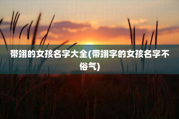 带翊的女孩名字大全(带翊字的女孩名字不俗气)