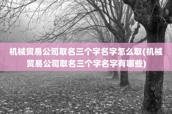 机械贸易公司取名三个字名字怎么取(机械贸易公司取名三个字名字有哪些)