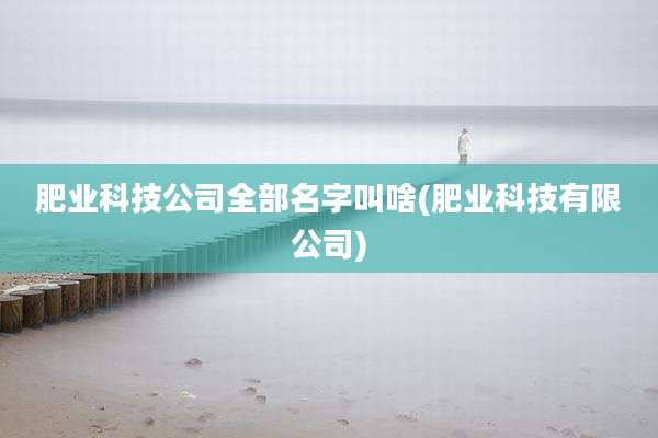 肥业科技公司全部名字叫啥(肥业科技有限公司)