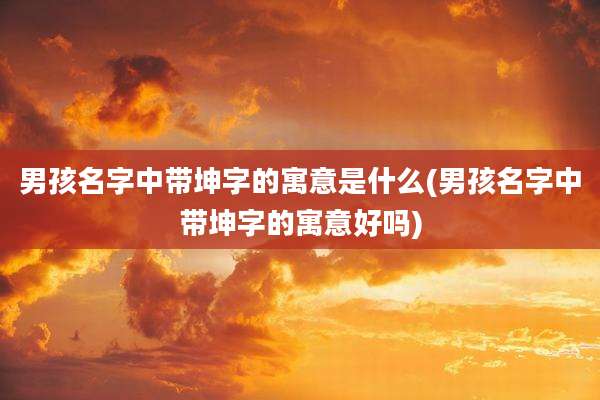 男孩名字中带坤字的寓意是什么(男孩名字中带坤字的寓意好吗)