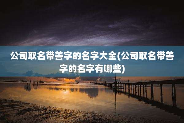 公司取名带善字的名字大全(公司取名带善字的名字有哪些)