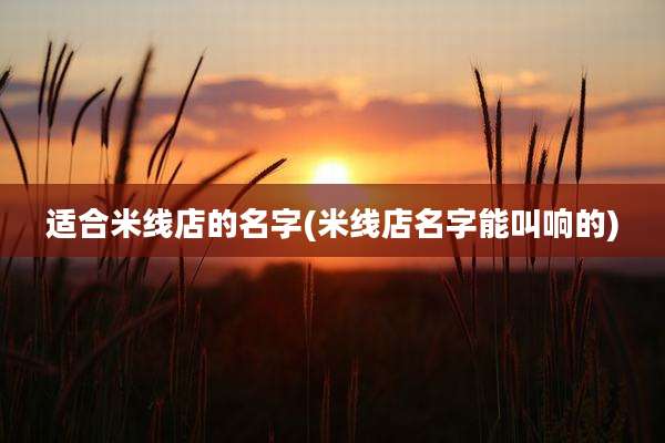 适合米线店的名字(米线店名字能叫响的)