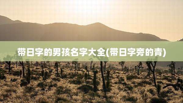 带日字的男孩名字大全(带日字旁的青)