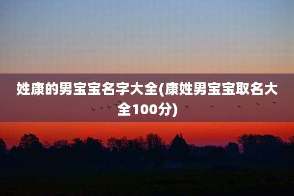 姓康的男宝宝名字大全(康姓男宝宝取名大全100分)