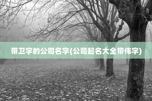 带卫字的公司名字(公司起名大全带伟字)