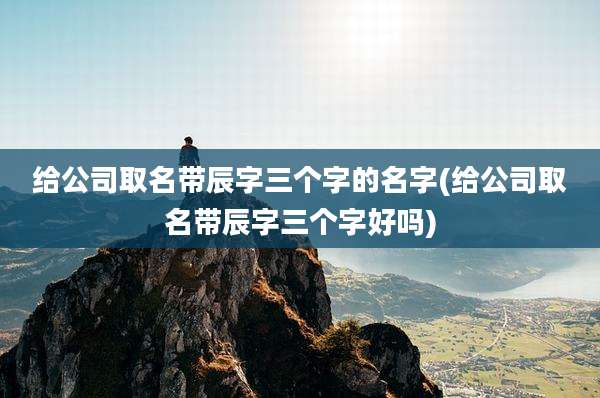 给公司取名带辰字三个字的名字(给公司取名带辰字三个字好吗)