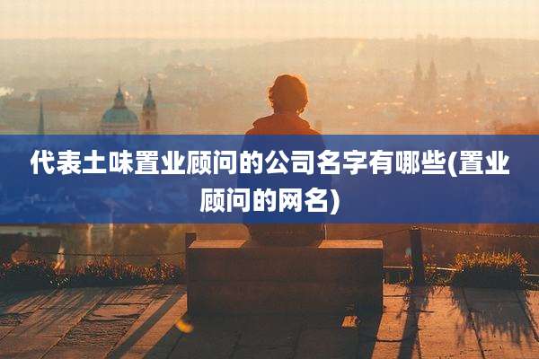 代表土味置业顾问的公司名字有哪些(置业顾问的网名)