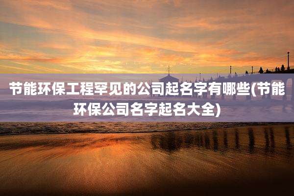 节能环保工程罕见的公司起名字有哪些(节能环保公司名字起名大全)