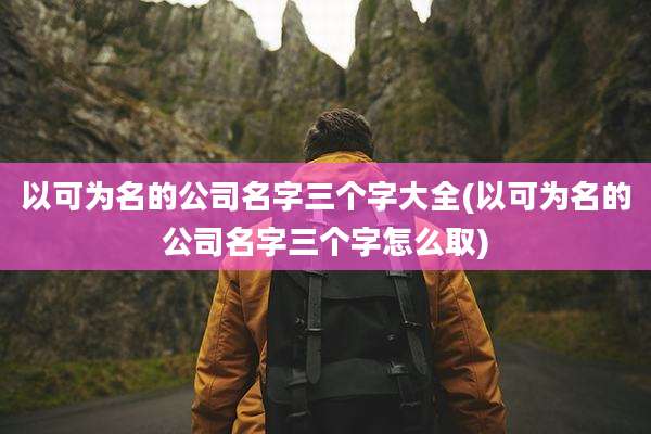 以可为名的公司名字三个字大全(以可为名的公司名字三个字怎么取)