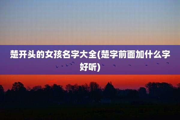 楚开头的女孩名字大全(楚字前面加什么字好听)