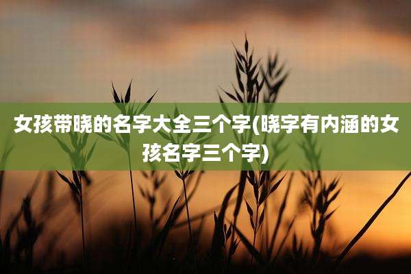 女孩带晓的名字大全三个字(晓字有内涵的女孩名字三个字)