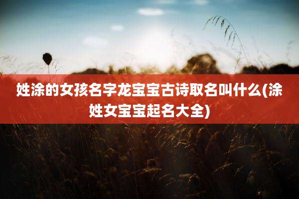 姓涂的女孩名字龙宝宝古诗取名叫什么(涂姓女宝宝起名大全)