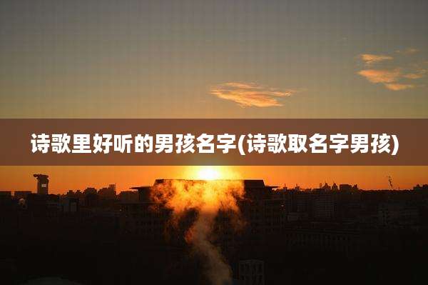 诗歌里好听的男孩名字(诗歌取名字男孩)
