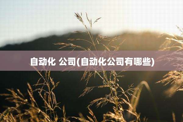 自动化 公司(自动化公司有哪些)