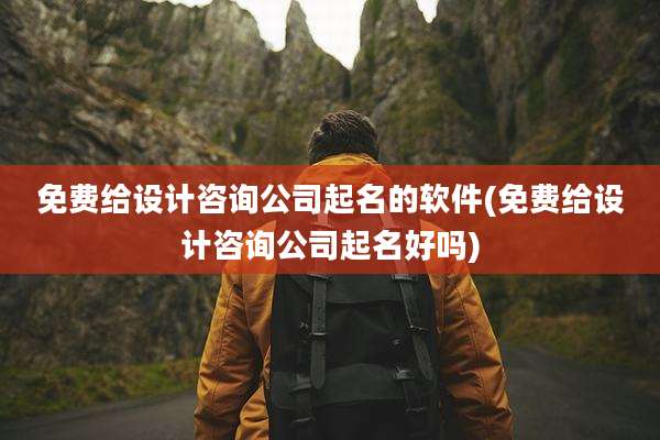 免费给设计咨询公司起名的软件(免费给设计咨询公司起名好吗)