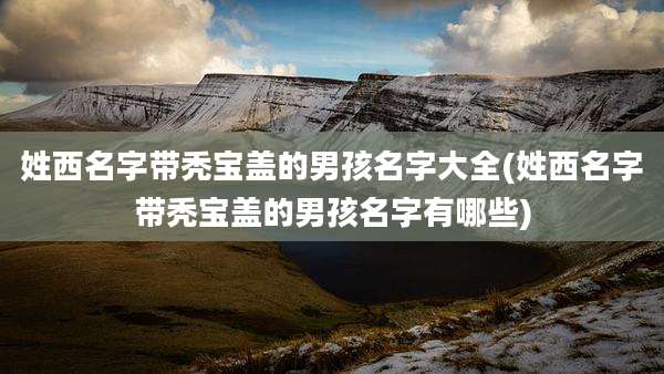 姓西名字带秃宝盖的男孩名字大全(姓西名字带秃宝盖的男孩名字有哪些)