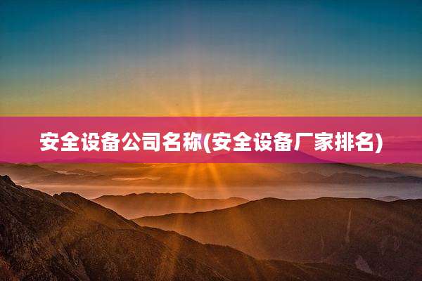 安全设备公司名称(安全设备厂家排名)