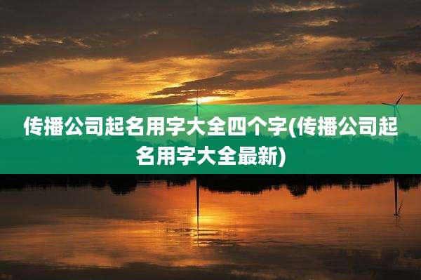 传播公司起名用字大全四个字(传播公司起名用字大全最新)