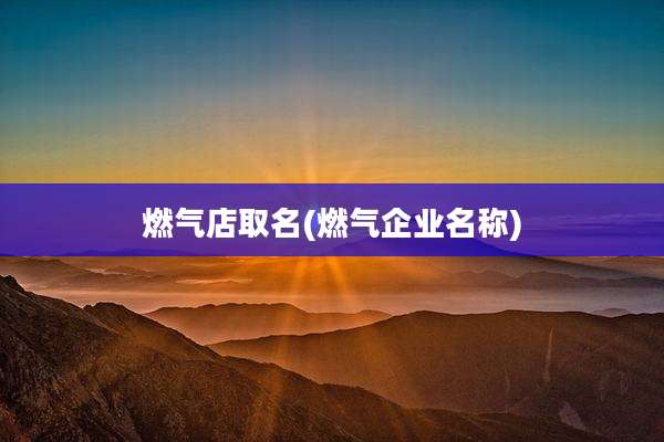 燃气店取名(燃气企业名称)