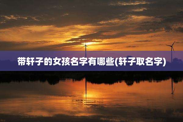 带轩子的女孩名字有哪些(轩子取名字)