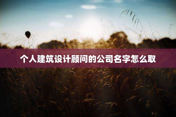 个人建筑设计顾问的公司名字怎么取