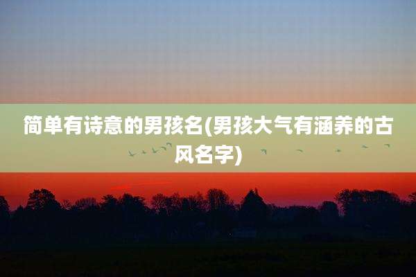 简单有诗意的男孩名(男孩大气有涵养的古风名字)