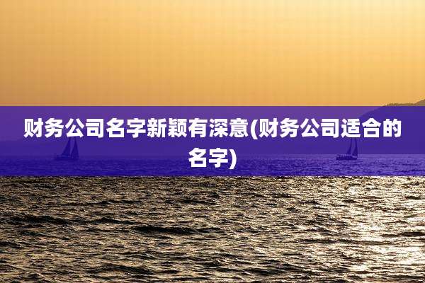 财务公司名字新颖有深意(财务公司适合的名字)