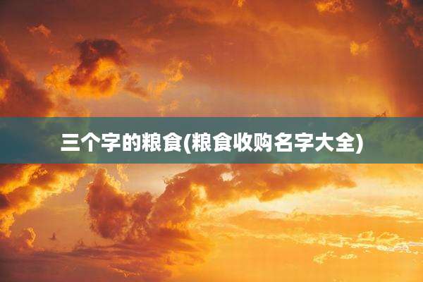 三个字的粮食(粮食收购名字大全)