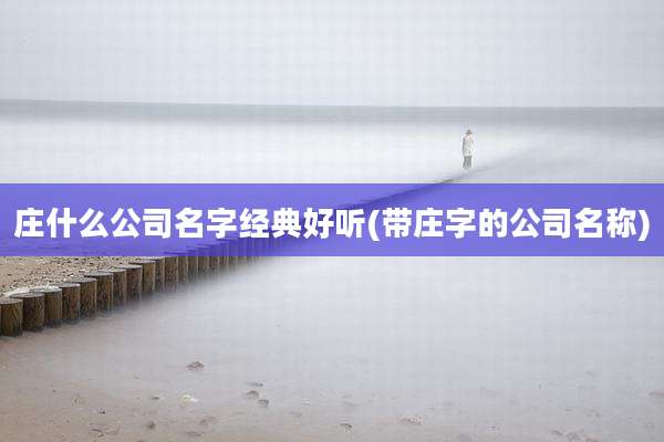 庄什么公司名字经典好听(带庄字的公司名称)