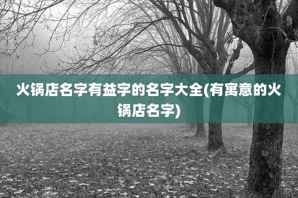 火锅店名字有益字的名字大全(有寓意的火锅店名字)