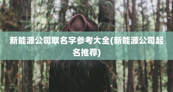 新能源公司取名字参考大全(新能源公司起名推荐)