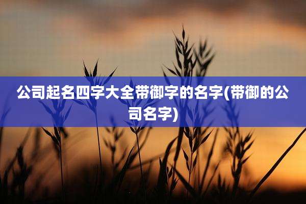 公司起名四字大全带御字的名字(带御的公司名字)