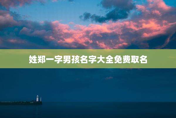 姓郑一字男孩名字大全免费取名